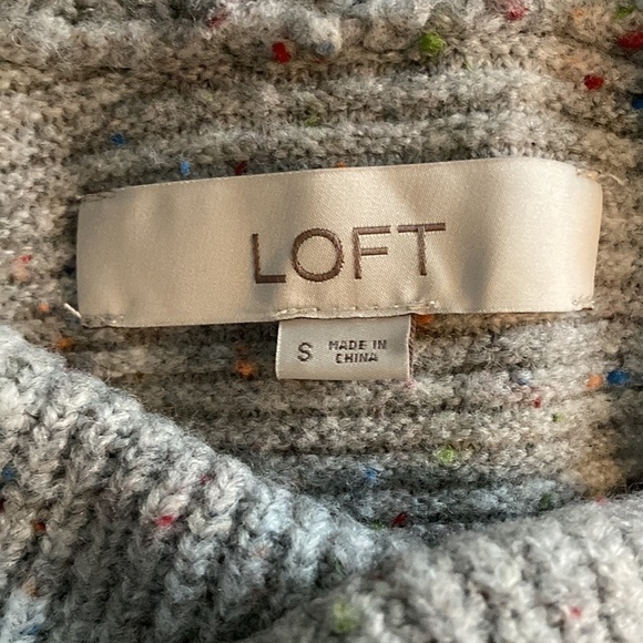 LOFT small sweater gray cowl neck ribbed - Picture 11 of 12